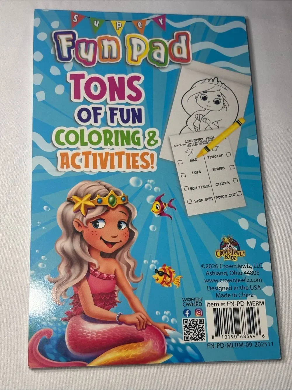 2 New Crayola Confetti Crayons & Mermaid Fun Pad - Blue/Yellow/Pink